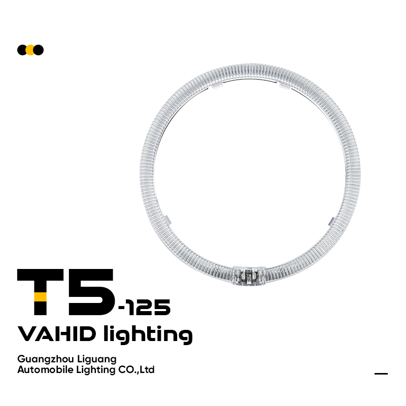 Ojos de ángel circulares T5-125 en blanco/amarillo