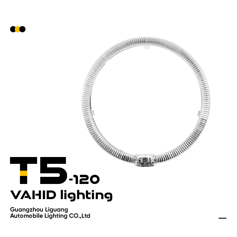 Ojos de ángel circulares T5-120 en blanco/amarillo