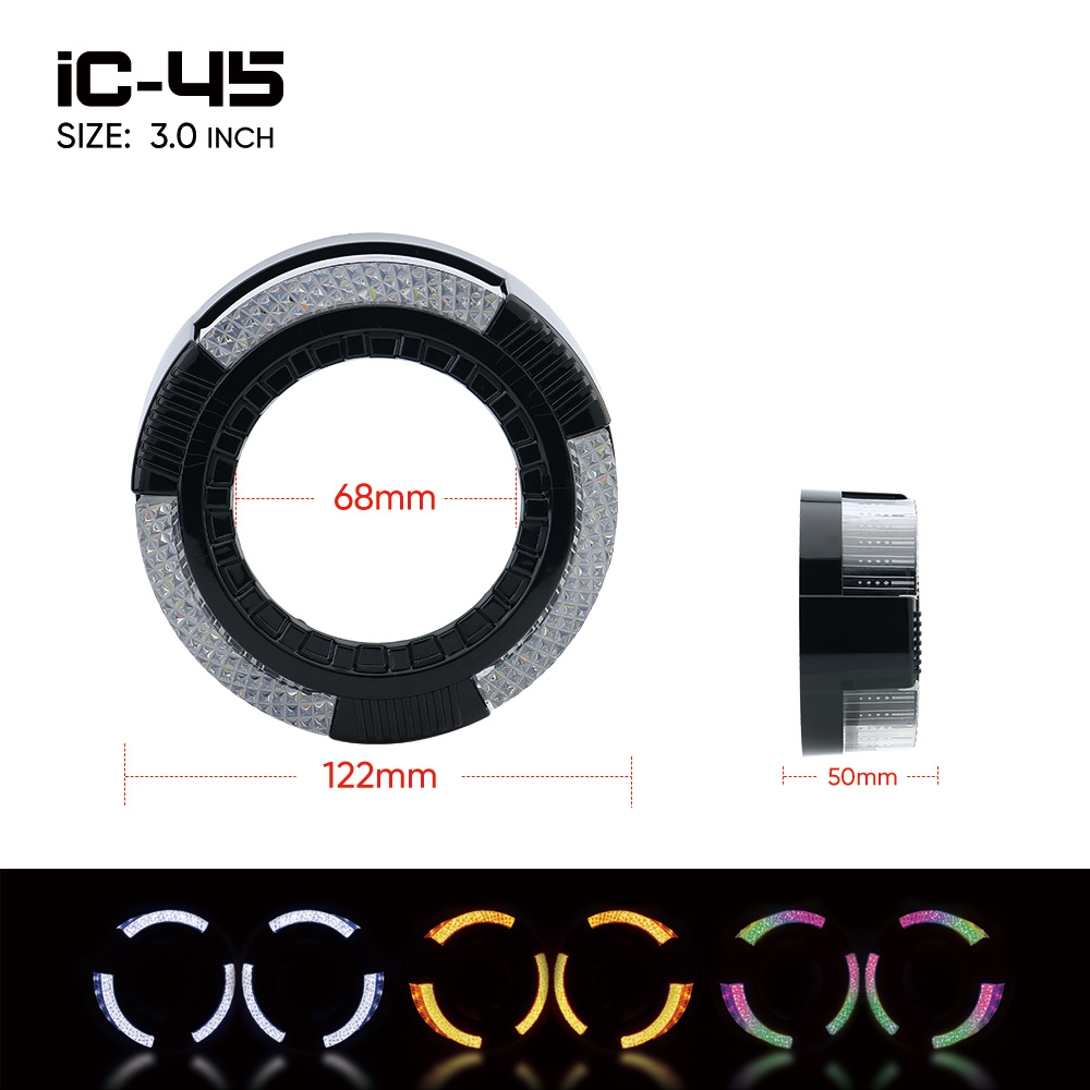 Cubierta iC45 para proyector de 3,0 pulgadas con aros halo: ojos de ángel VAHID 5D para faros