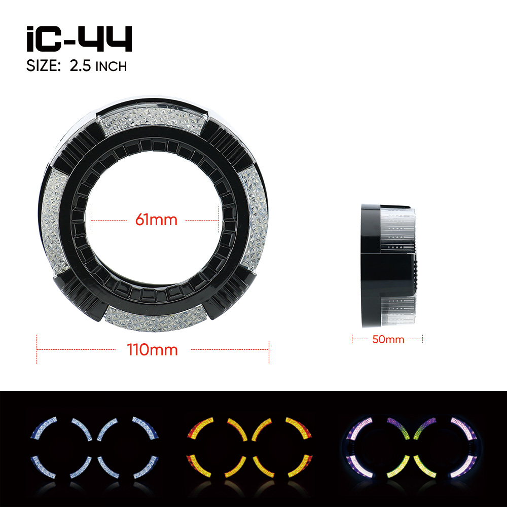 Cubierta iC44 para proyector de 2,5 pulgadas con aros halo: ojos de ángel VAHID 5D para faros