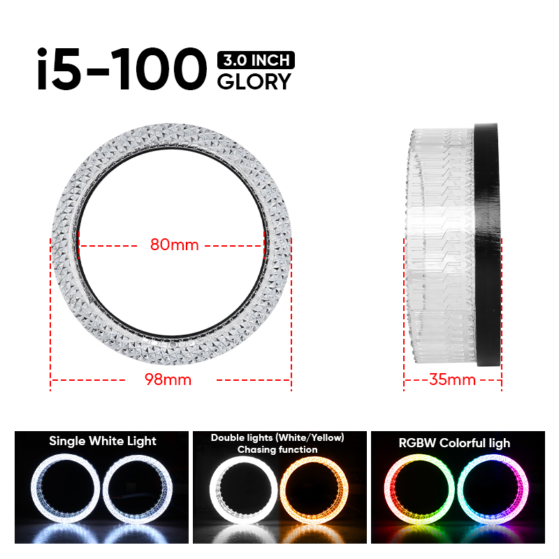 VAHID i5-100 con ojos de ángel 5D: cubiertas para proyectores de 3,0 pulgadas con aros halo