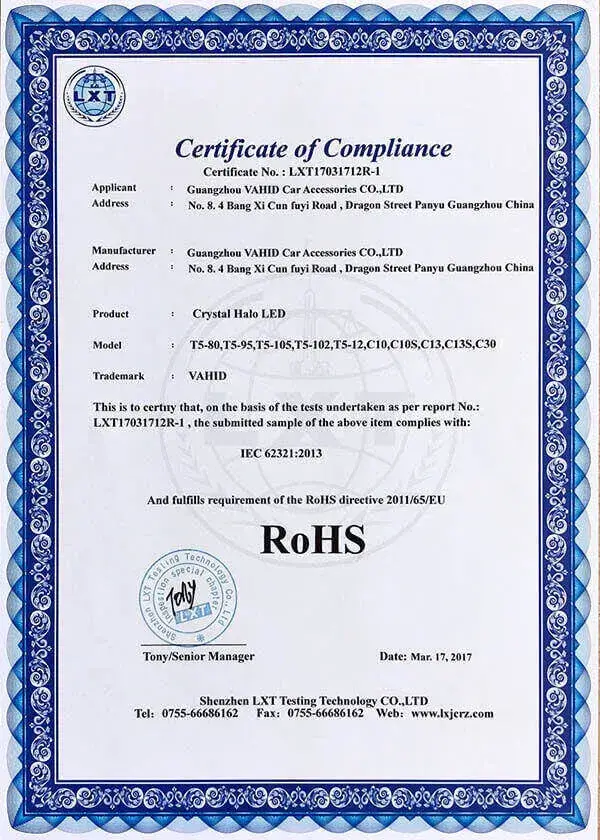 Crystal Halo LED — ROHS