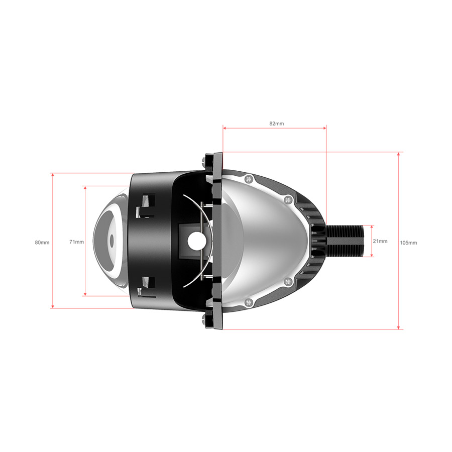 E7-T: proyector LED de 3,0 pulgadas para vehículos con volante a la izquierda