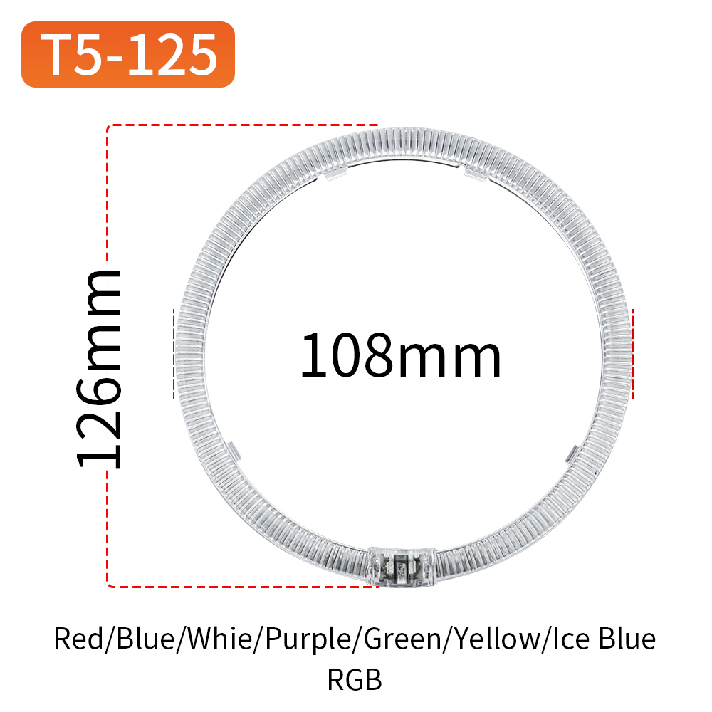 Ojos de ángel circulares T5-125 en blanco/amarillo