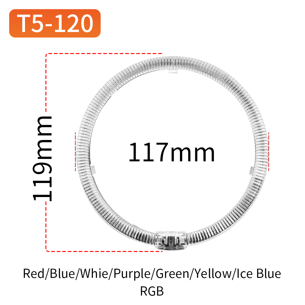 Ojos de ángel circulares T5-120 en blanco/amarillo