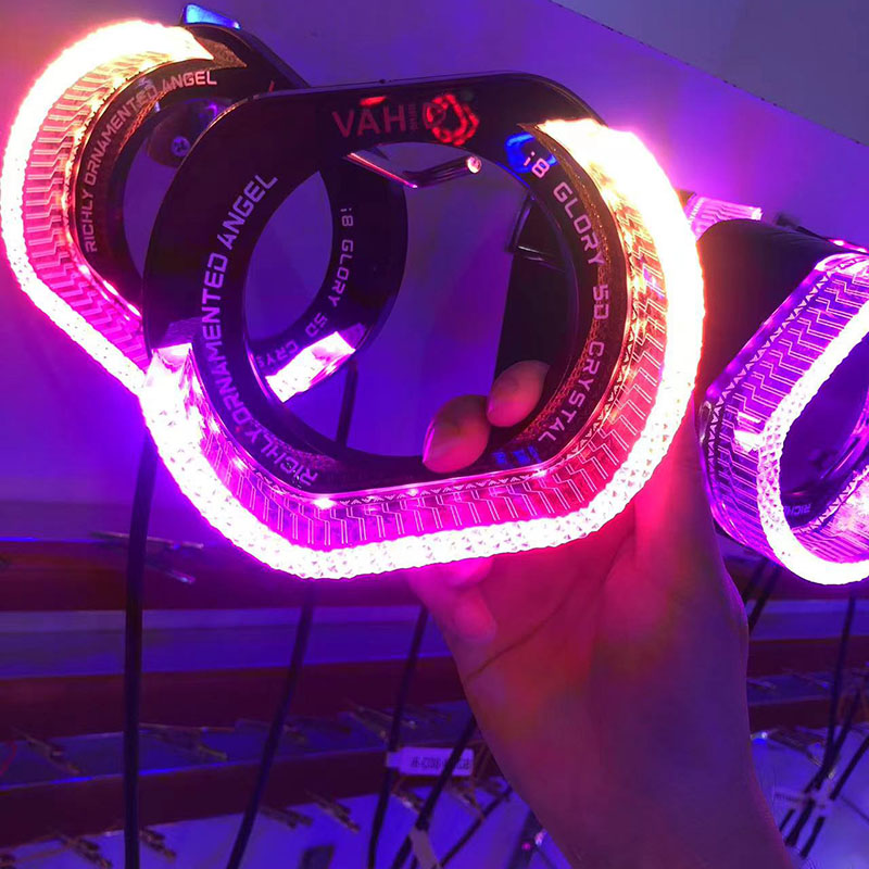 Aros VAHID i8-L de 2,5 pulgadas con ojos de ángel 5D estilo BMW y forma de L para personalizar faros