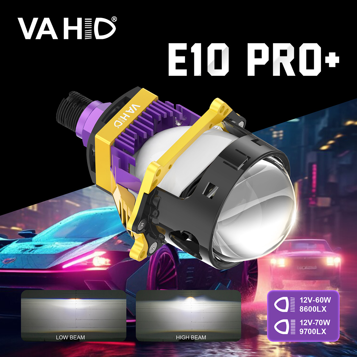 Proyector LED VAHID E10 Pro+T de 3,0 pulgadas: mayor luminosidad, doble reflector y disipación de calor mejorada