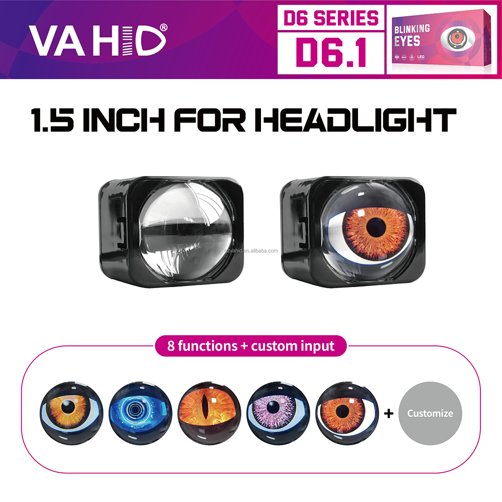 Cubierta VAHID D6.1 con ojos de demonio dinámicos y DRL para proyectores de faros de 1,5 pulgadas